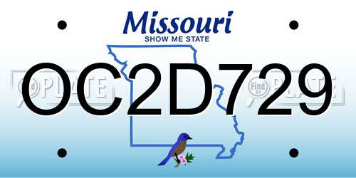 OC2D729 Missouri License Plate