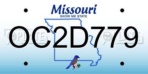 OC2D779 Missouri License Plate