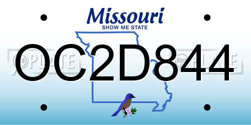 OC2D844 Missouri License Plate