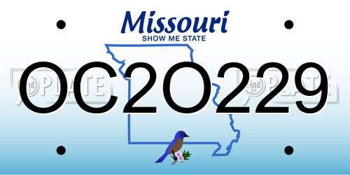 OC2O229 Missouri License Plate
