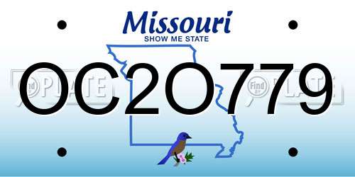 OC2O779 Missouri License Plate