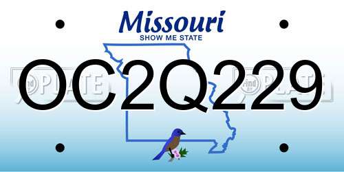 OC2Q229 Missouri License Plate