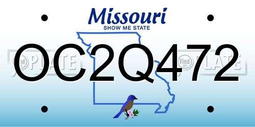 OC2Q472 Missouri License Plate