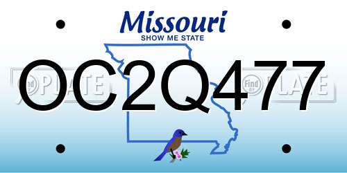 OC2Q477 Missouri License Plate