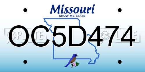 OC5D474 Missouri License Plate