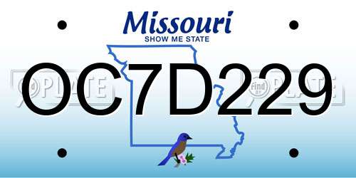 OC7D229 Missouri License Plate