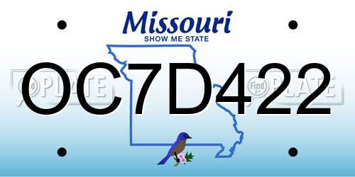 OC7D422 Missouri License Plate