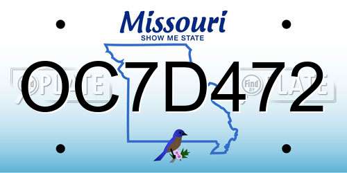 OC7D472 Missouri License Plate