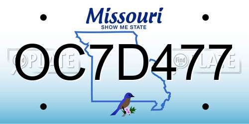 OC7D477 Missouri License Plate