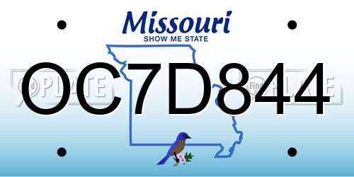 OC7D844 Missouri License Plate