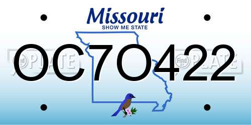 OC7O422 Missouri License Plate