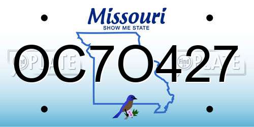 OC7O427 Missouri License Plate