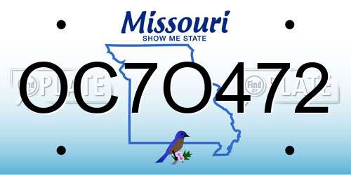 OC7O472 Missouri License Plate