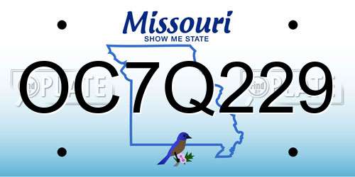 OC7Q229 Missouri License Plate