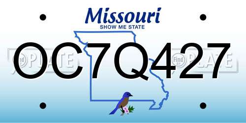 OC7Q427 Missouri License Plate