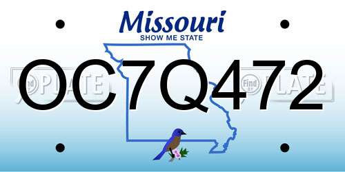 OC7Q472 Missouri License Plate