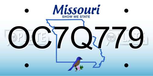 OC7Q779 Missouri License Plate