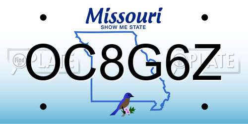 OC8G6Z Missouri License Plate