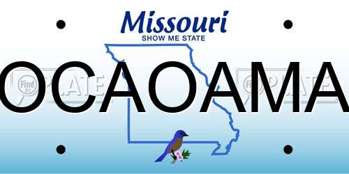 OCAOAMA Missouri License Plate