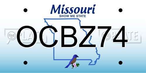 OCBZ74 Missouri License Plate