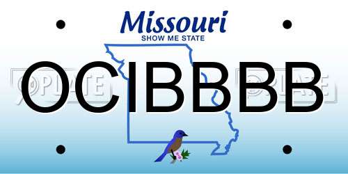 OCIBBBB Missouri License Plate