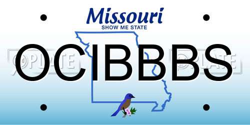 OCIBBBS Missouri License Plate
