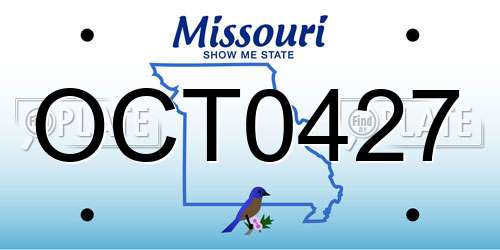 OCT0427 Missouri License Plate