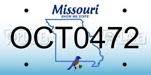 OCT0472 Missouri License Plate