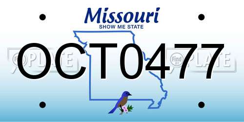 OCT0477 Missouri License Plate