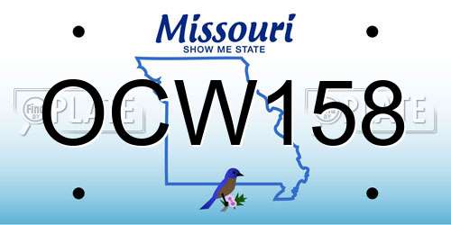 OCW158 Missouri License Plate