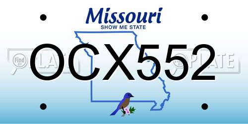 OCX552 Missouri License Plate