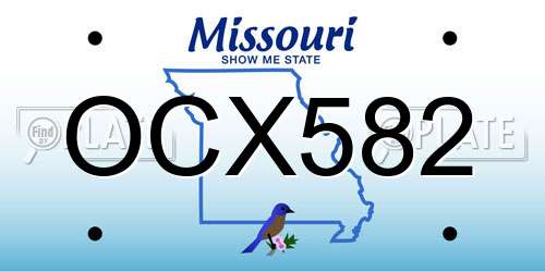 OCX582 Missouri License Plate