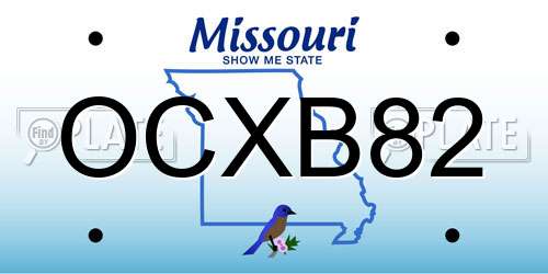 OCXB82 Missouri License Plate