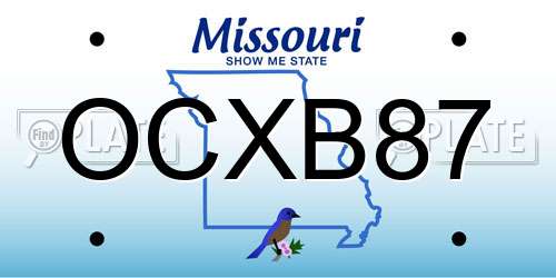 OCXB87 Missouri License Plate