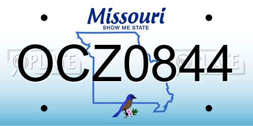 OCZ0844 Missouri License Plate