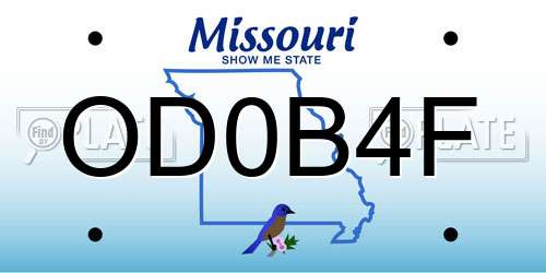 OD0B4F Missouri License Plate