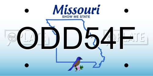 ODD54F Missouri License Plate