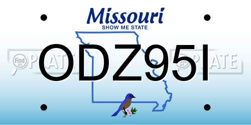 ODZ95I Missouri License Plate