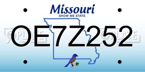 OE7Z252 Missouri License Plate