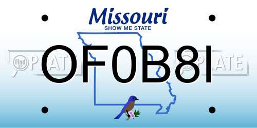 OF0B8I Missouri License Plate