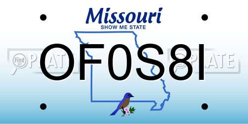 OF0S8I Missouri License Plate