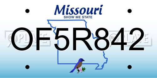 OF5R842 Missouri License Plate