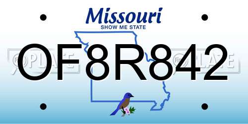 OF8R842 Missouri License Plate
