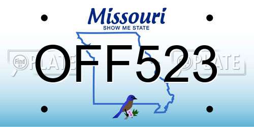 OFF523 Missouri License Plate