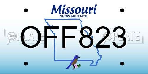 OFF823 Missouri License Plate