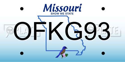 OFKG93 Missouri License Plate