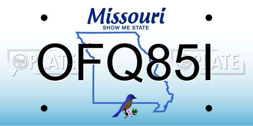 OFQ85I Missouri License Plate
