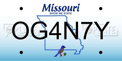 OG4N7Y Missouri License Plate