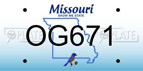 OG671 Missouri License Plate