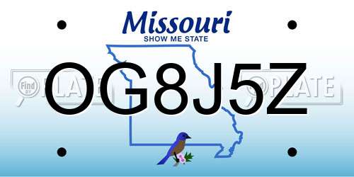 OG8J5Z Missouri License Plate